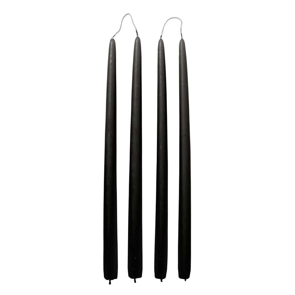 Broste Candle Taper Set Of 4 H380 - Simply Black